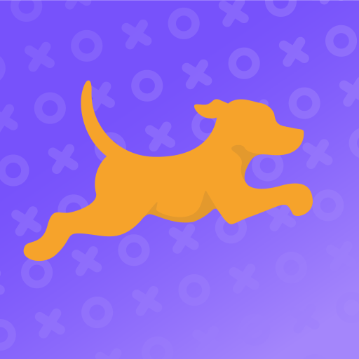 Fetch app dog logo on a purple background
