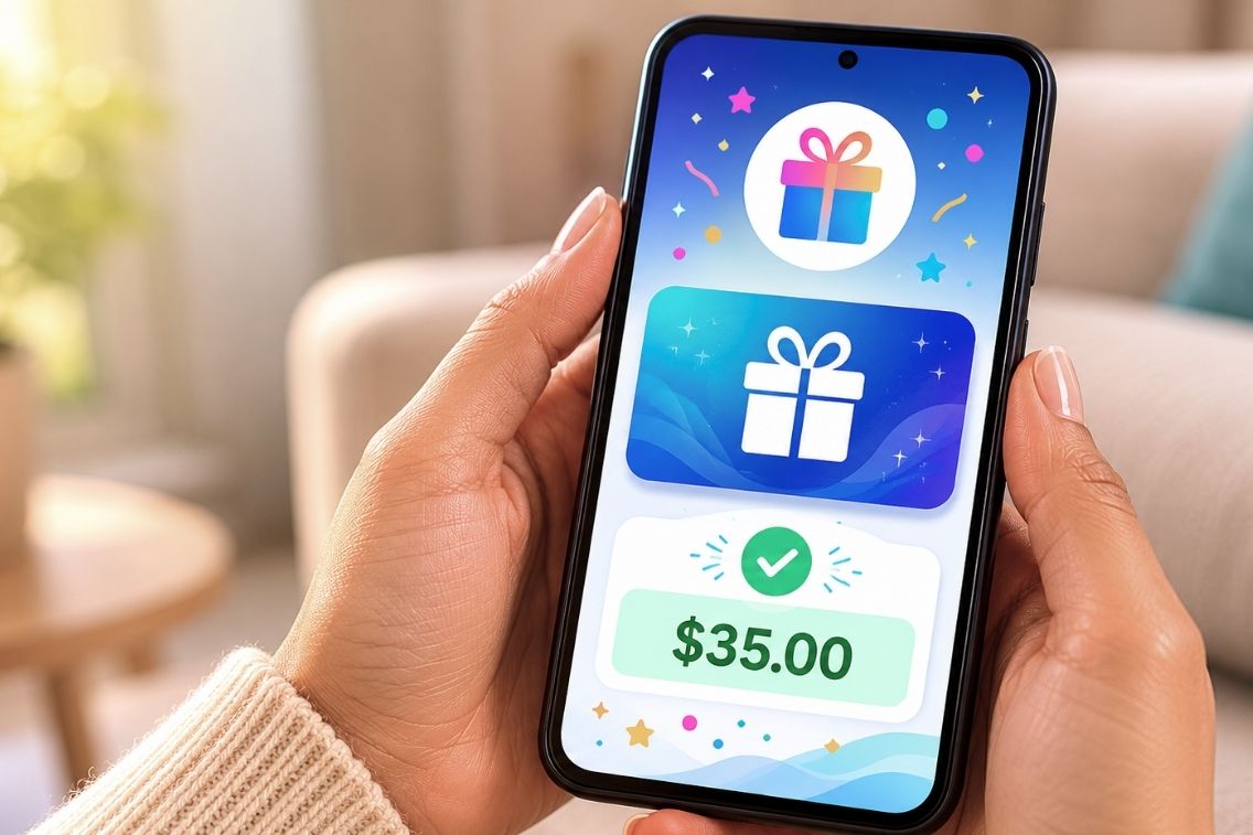 phone screen showing a Google Play gift card free balance