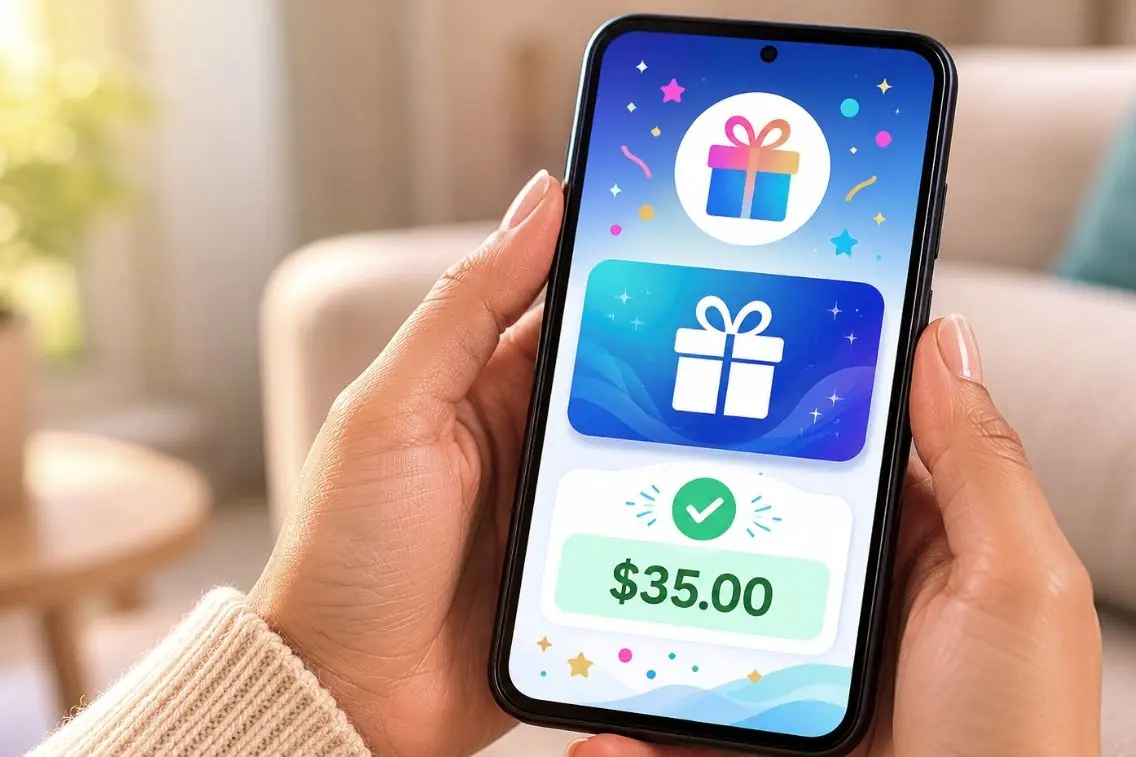 phone screen showing a Google Play gift card free balance