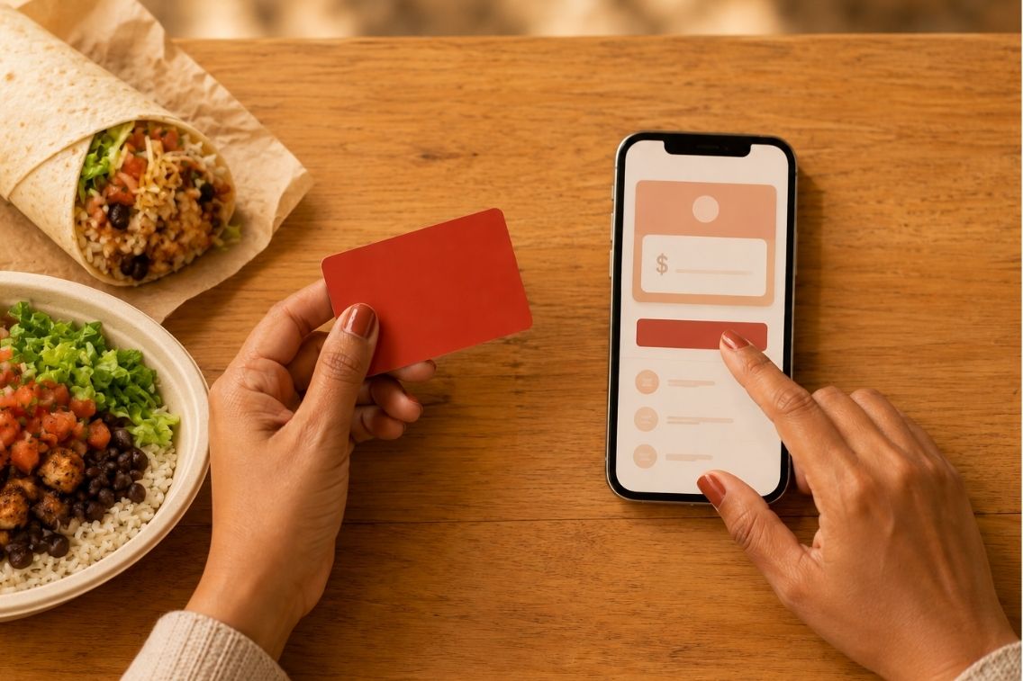 free Chipotle gift card on a phone screen next to a burrito bowl
