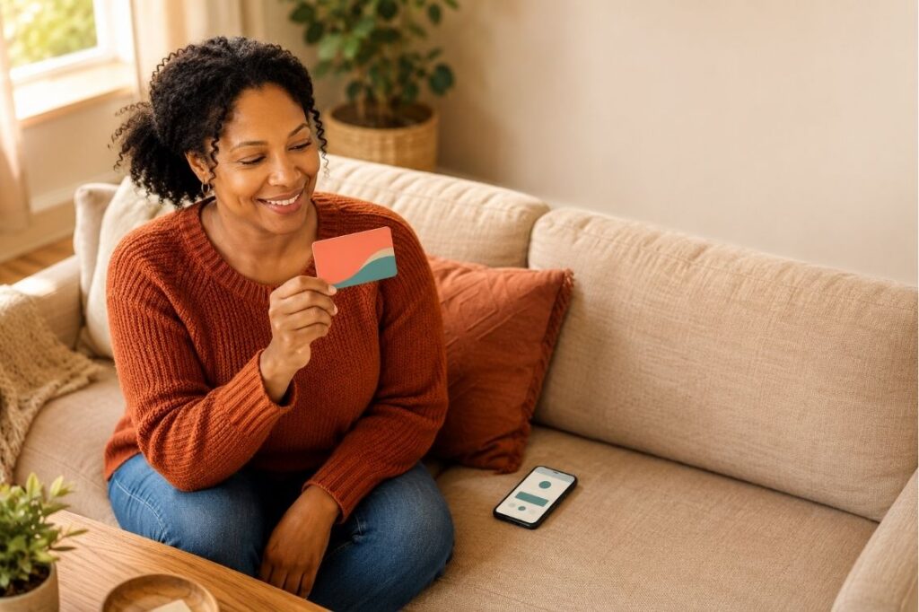 person earning a free Groupon gift card on a phone