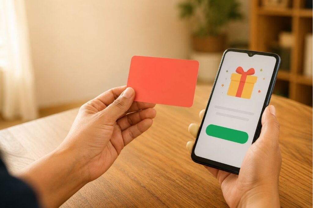 person earning a free Hulu gift card on a phone