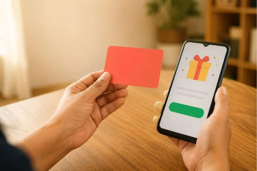 person earning a free Hulu gift card on a phone