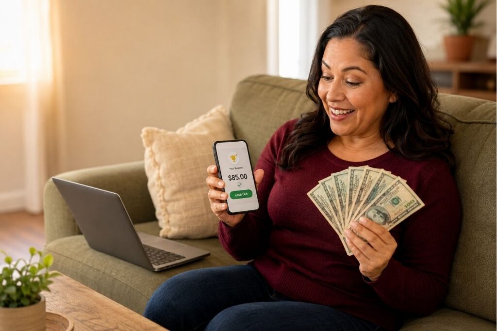 person on phone learning how to win money online