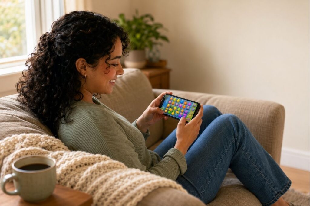 Collage of games like EverMerge showing colorful merge puzzle boards