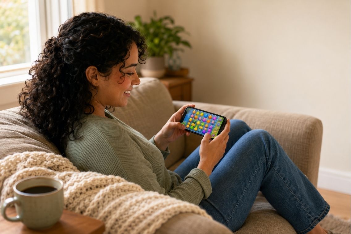 Collage of games like EverMerge showing colorful merge puzzle boards