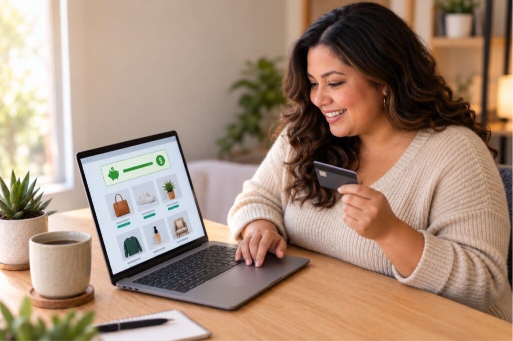 Person shopping online on a laptop wondering is TopCashback legit