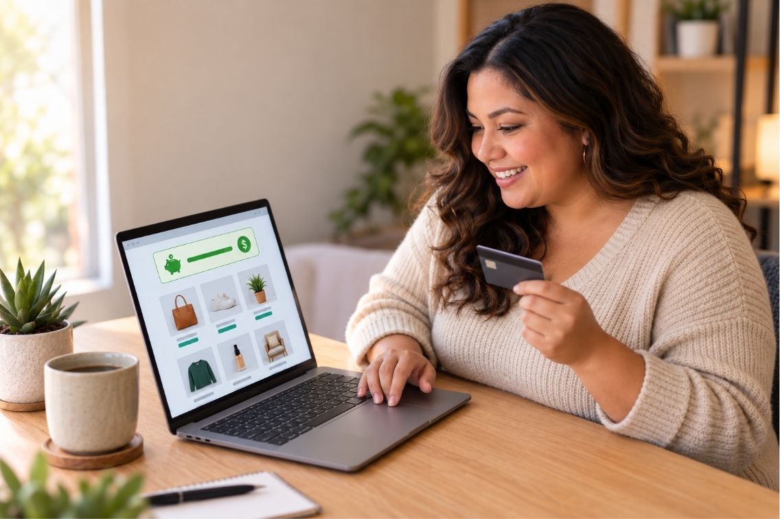 Person shopping online on a laptop wondering is TopCashback legit